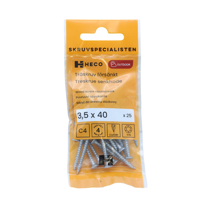 Träskruv TFT Försänkt 3,5 x 40 mm 25-pack Heco